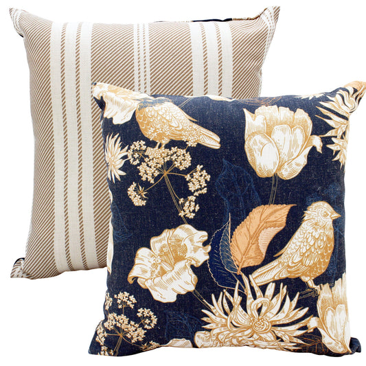 Blooms & Birds Linen Cushion