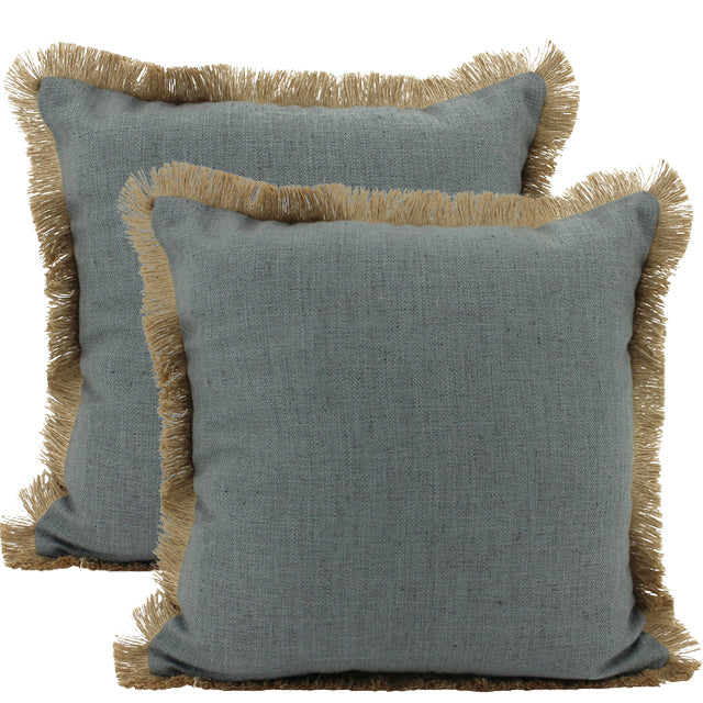 Linen Fringe Cushion Drak Grey