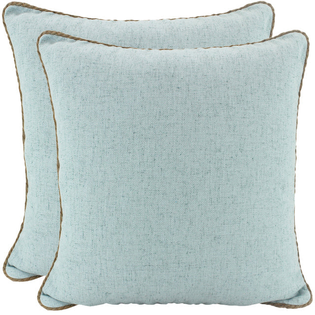 Light Blue Rope Trimed Linen Cushion