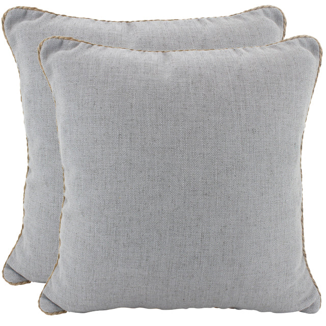 Light Grey Rope Trimed Linen Cushion