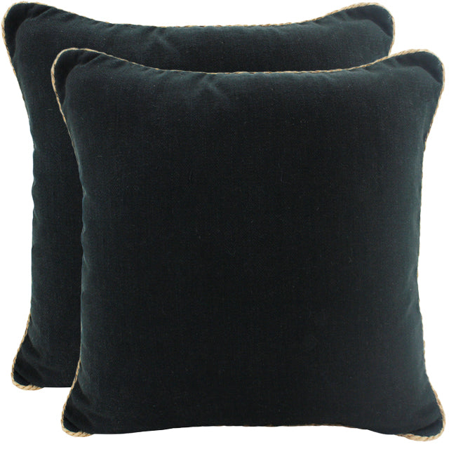 Black Rope Trimed Linen Cushion