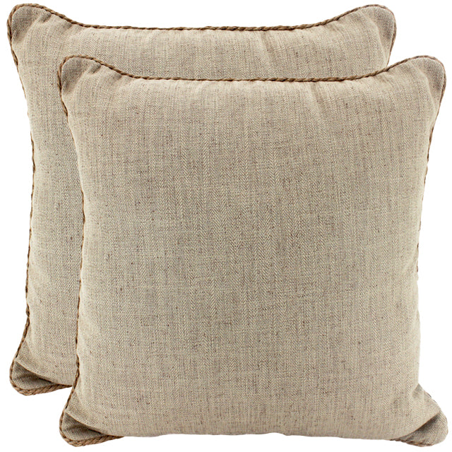 Latte Rope Trimed Linen Cushion