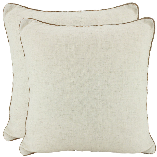 Beige Rope Trimed Linen Cushion