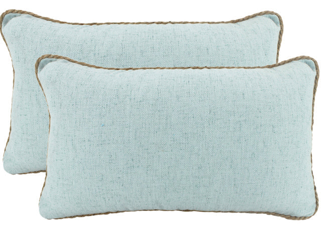 Light Blue Rope Trimed Linen Cushion