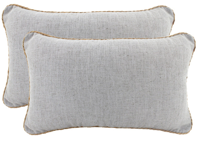 Light Grey Rope Trimed Linen Cushion