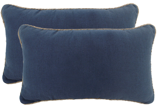 Navy Rope Trimed Linen Cushion