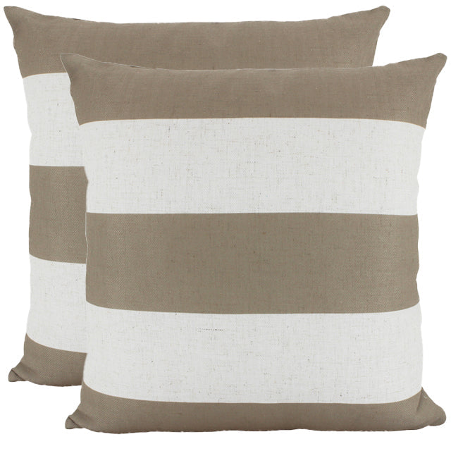 Stripe Latte Linen Cushion