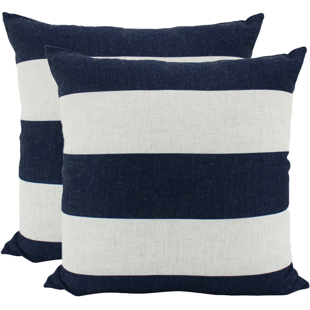 Stripe Navy Linen Cushion