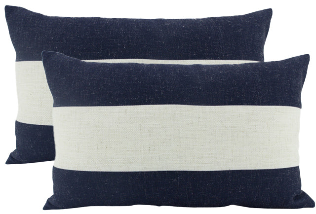 Stripe Navy Linen Cushion