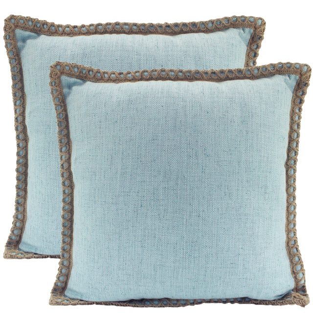 Sky Jute Border Linen Cushion