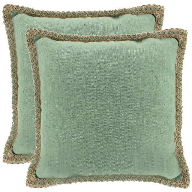 Mist Jute Border Linen Cushion