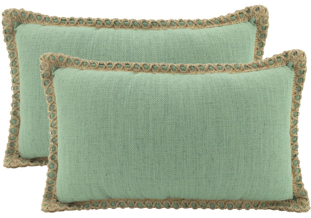 Mist Jute Border Linen Cushion