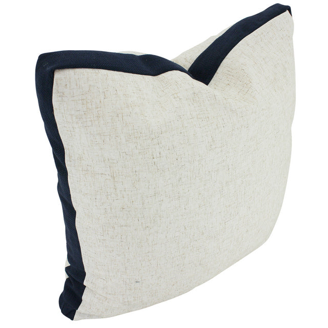 Navy Walled Linen Cushion