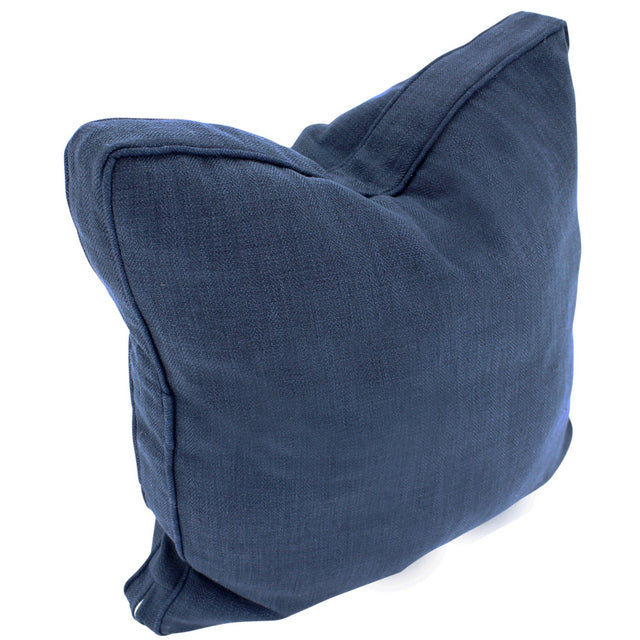 Solid Navy Walled Linen Cushion