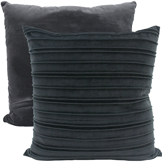 Pleated Velvet Black Cushion