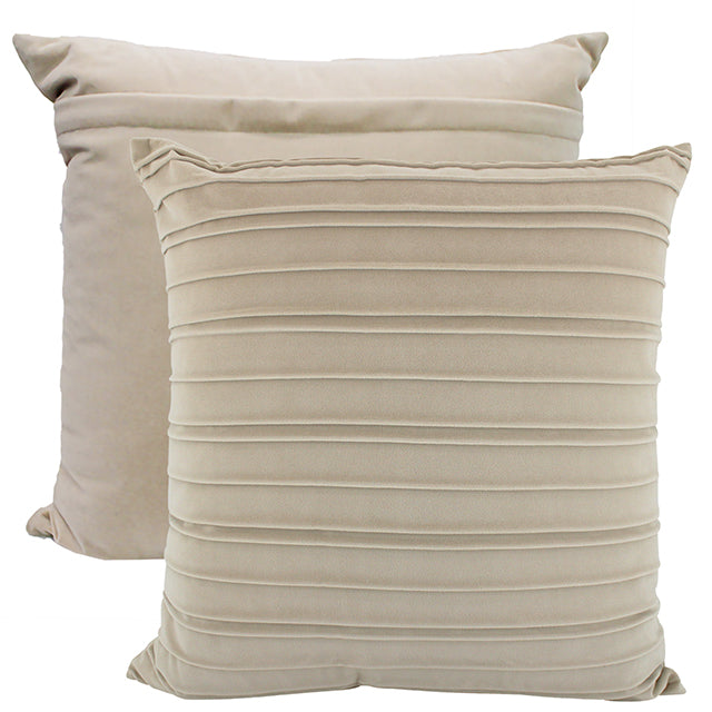 Pleated Fawn Velvet Cushion