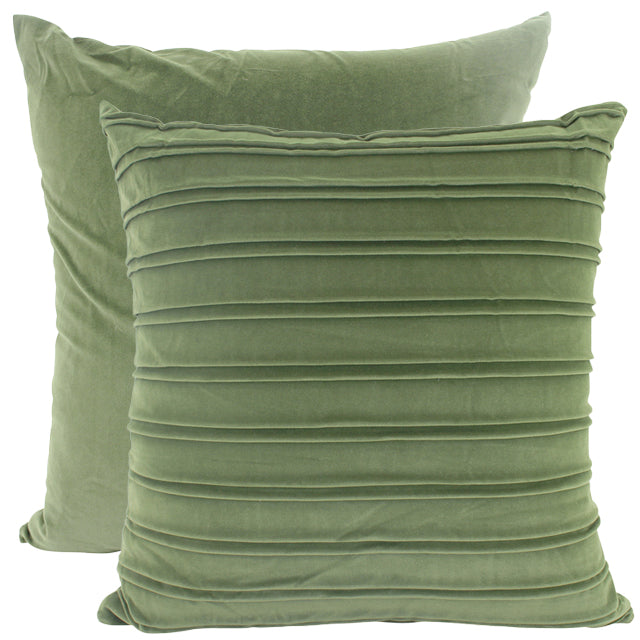 Pleated Olive Velvet Cushion