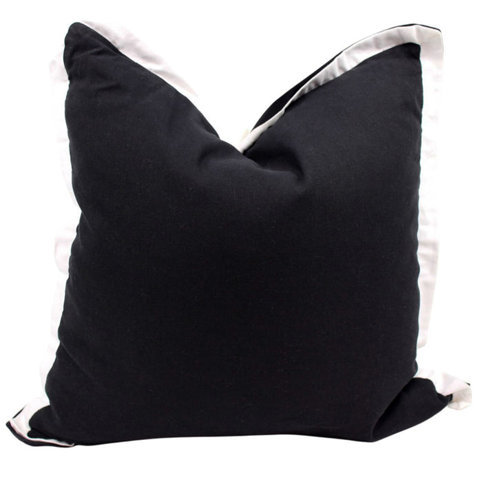 Arlo Cotton/Linen Cushion Feather Filled Black