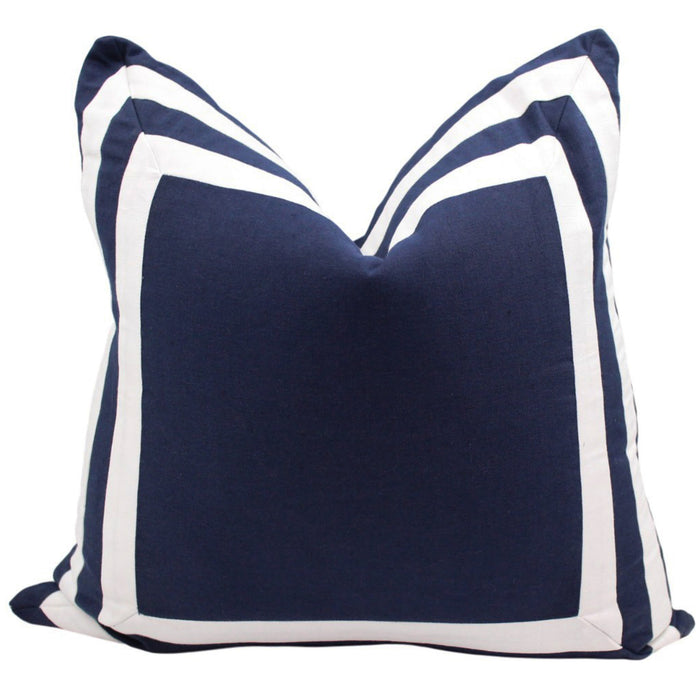 Omen Cotton/Linen Cushion Feather Filled Navy