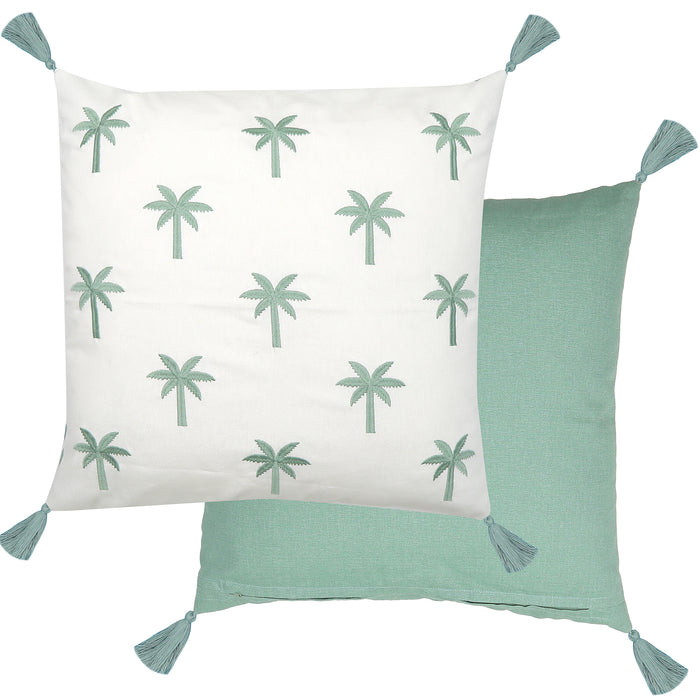 Palmbroidery Cotton Cushion Sage