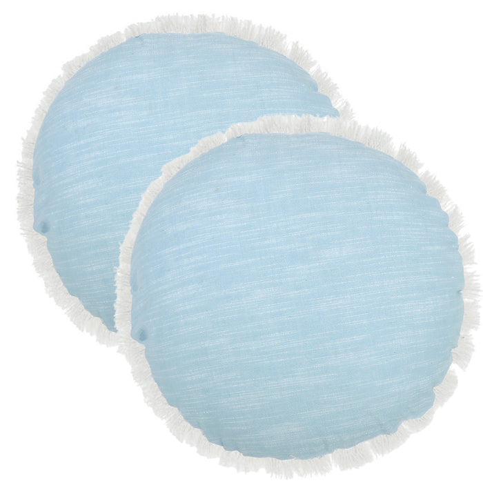 Elysian Round Cotton Cushion 35cm Blue