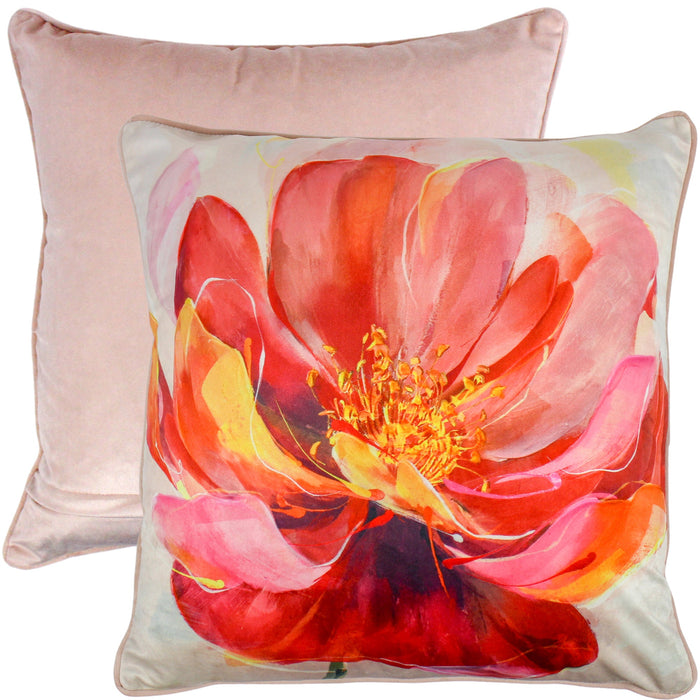 Flaming Bloom Velvet Cushion