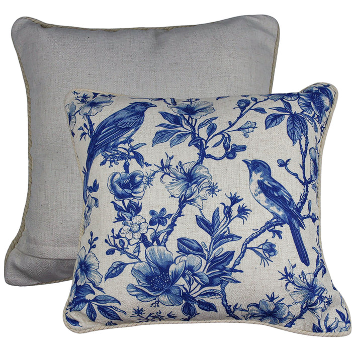 Blue Tweet Linen Cushion
