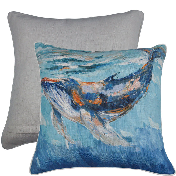 Whale Hello There Linen Cushion