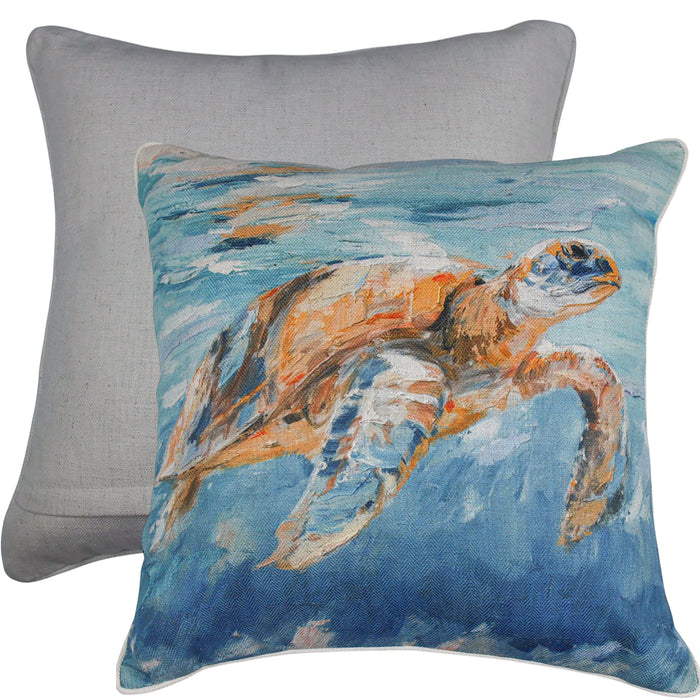 Turtle Tide Linen Cushion