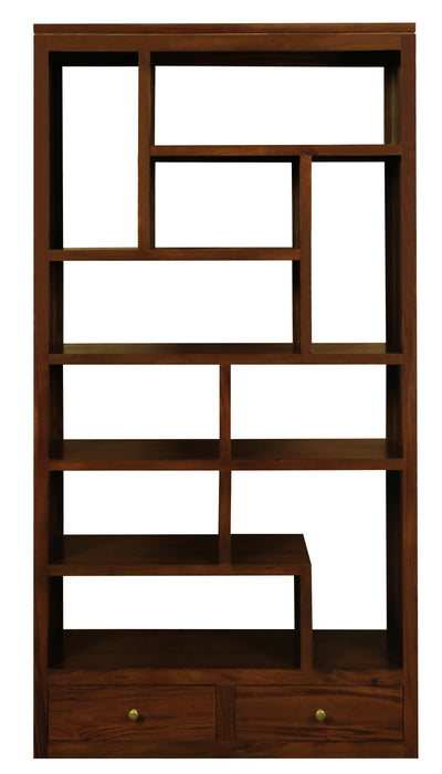 Amsterdam 10 Cube Shelf with 2 Drawer Mahogany