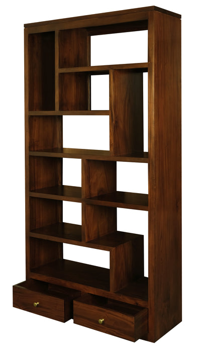 Amsterdam 10 Cube Shelf with 2 Drawer Mahogany