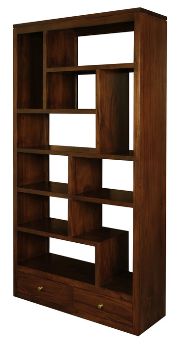 Amsterdam 10 Cube Shelf with 2 Drawer Mahogany