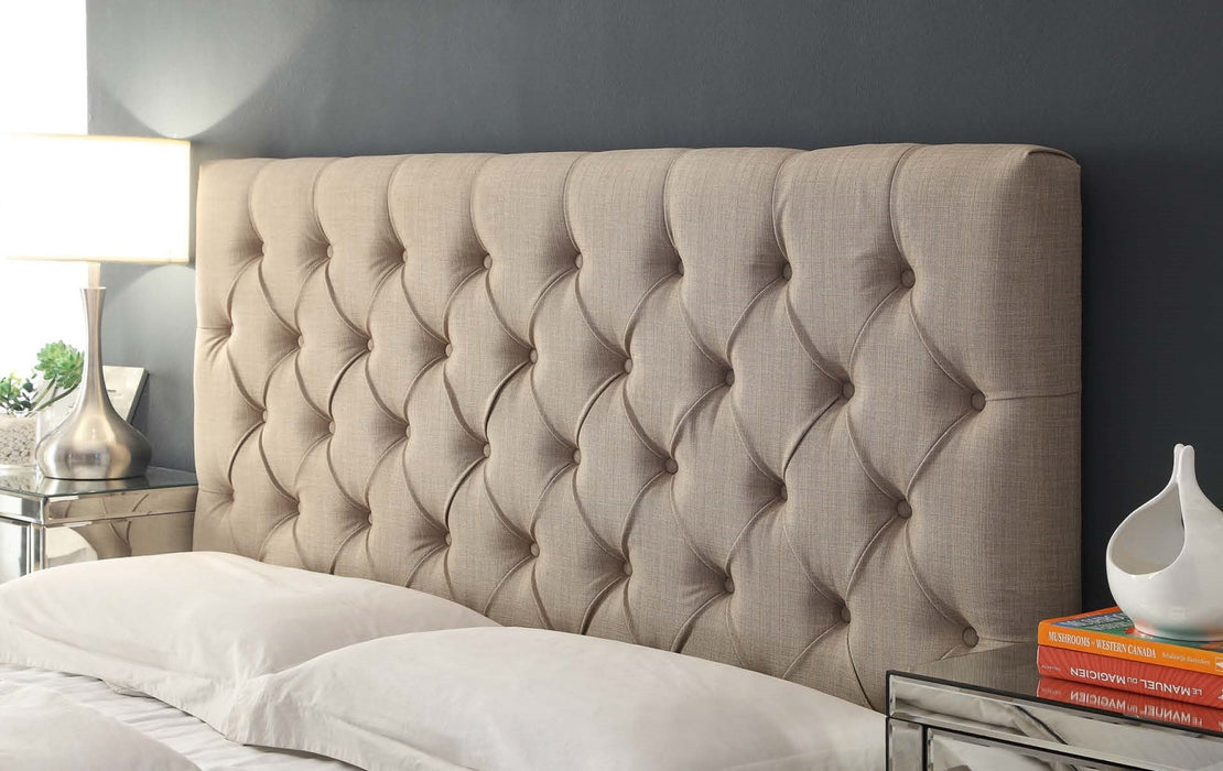 Cameo Upholstered Queen Bed, Beige