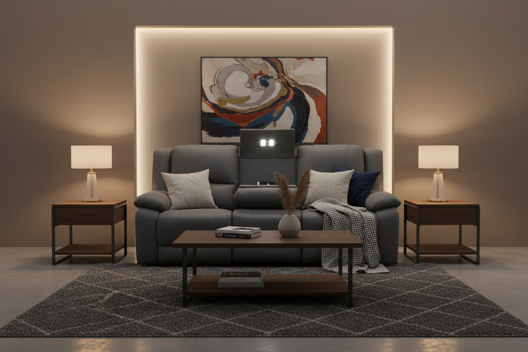 Calva 3 Seater Power Recliner Sofa Set, Latte Grey