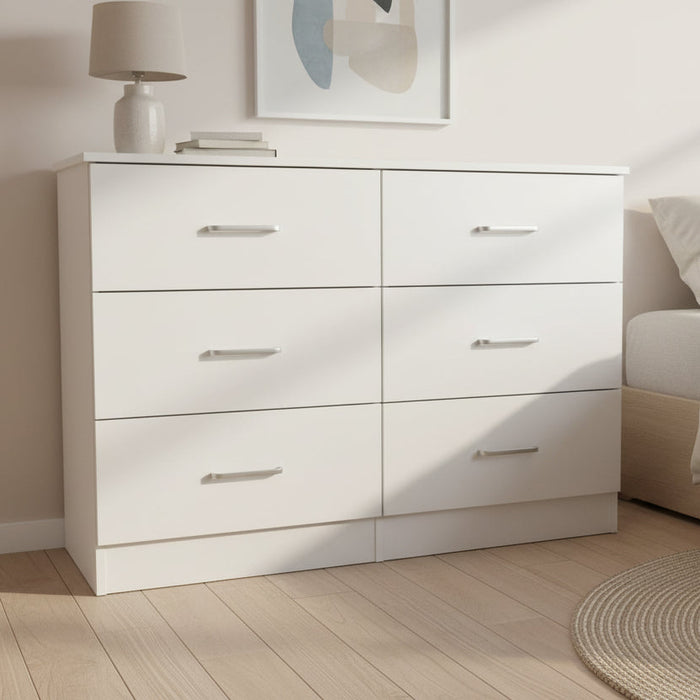 White 6 Drawer Tallboy