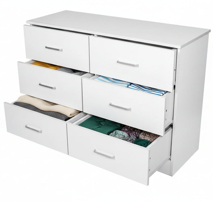 White 6 Drawer Tallboy
