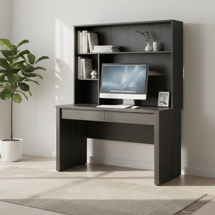 Ibazi Study Desk and Hutch, Charcoal - 120cm