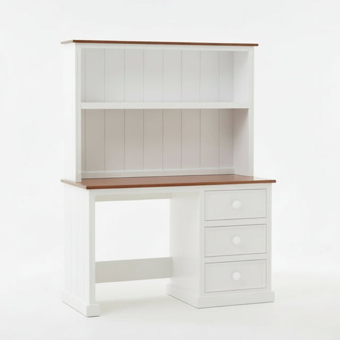 Solid Timber Desk & Hutch - White Oak. 130cm