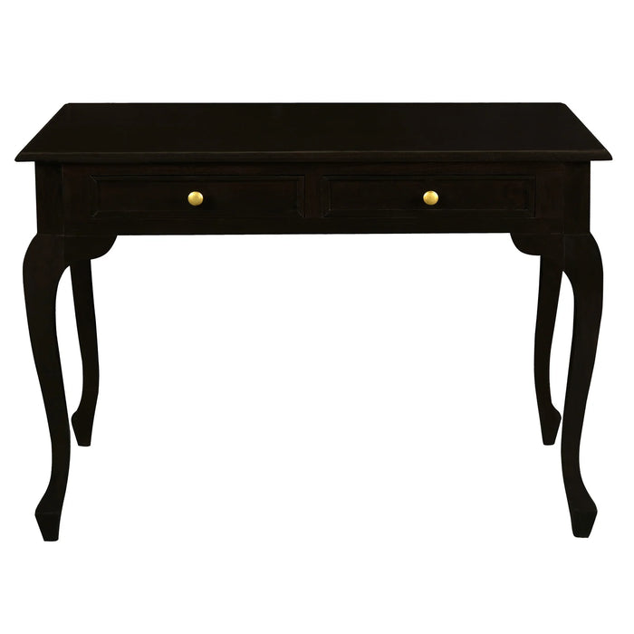 Queen Anne 2 Drawer Timber Desk Chocolate