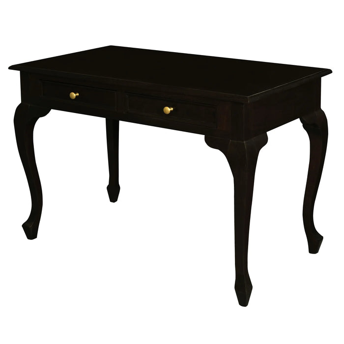 Queen Anne 2 Drawer Timber Desk Chocolate