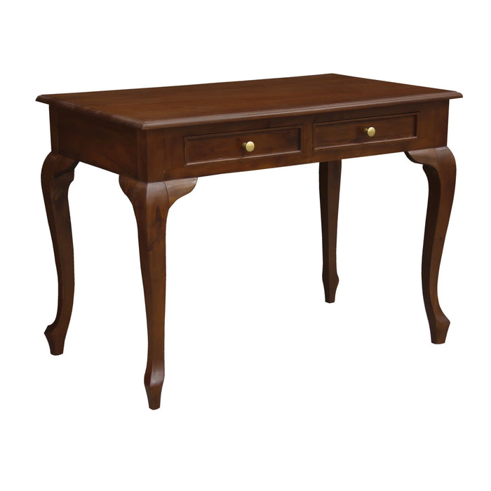 Queen Anne 2 Drawer Timber Desk Mahogany