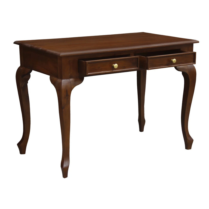 Queen Anne 2 Drawer Timber Desk Mahogany