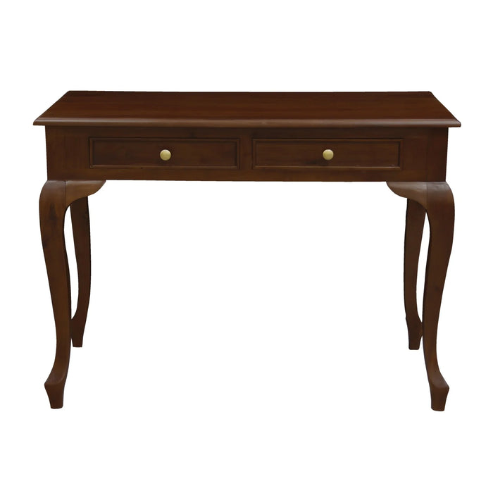 Queen Anne 2 Drawer Timber Desk Mahogany