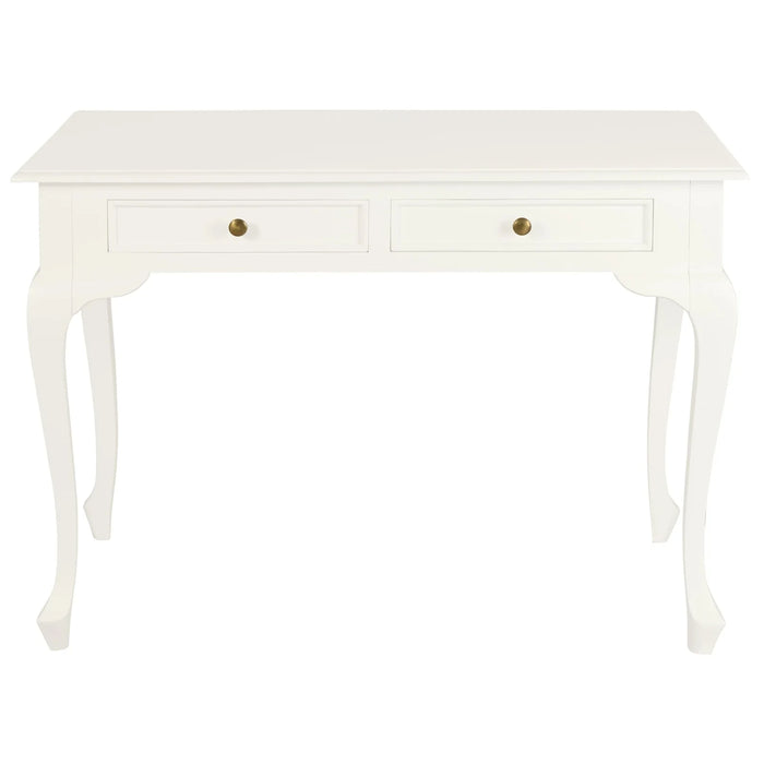 Queen Anne 2 Drawer Timber Desk White