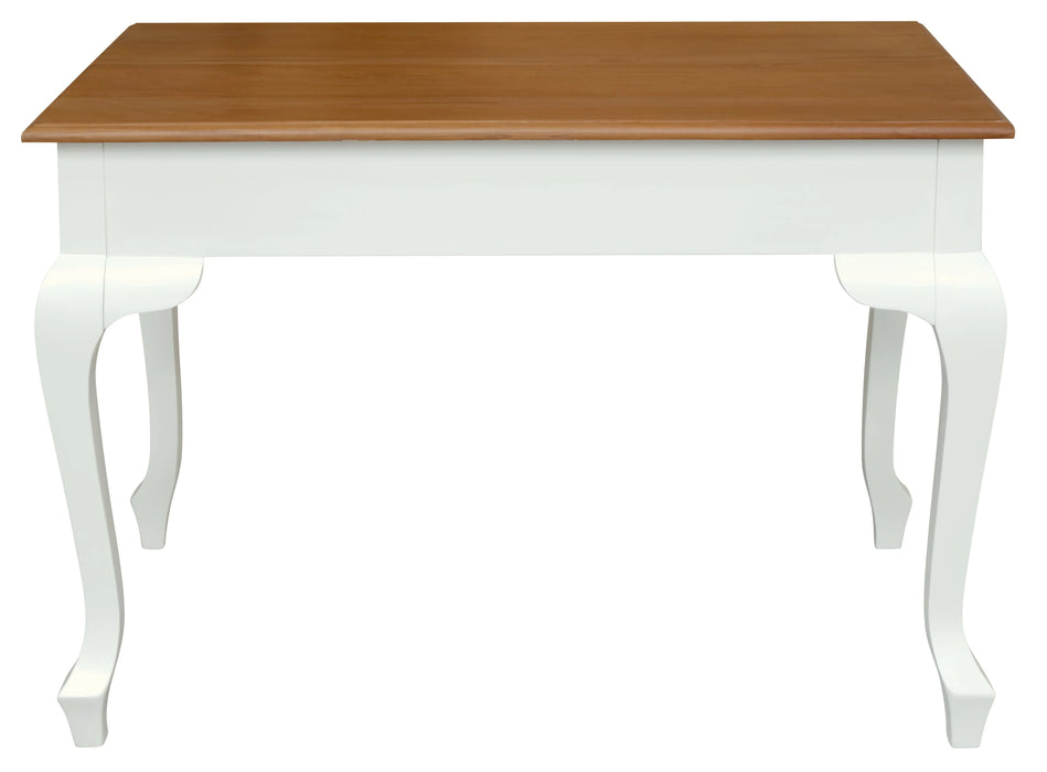 Queen Anne 2 Drawer Timber Desk White Caramel