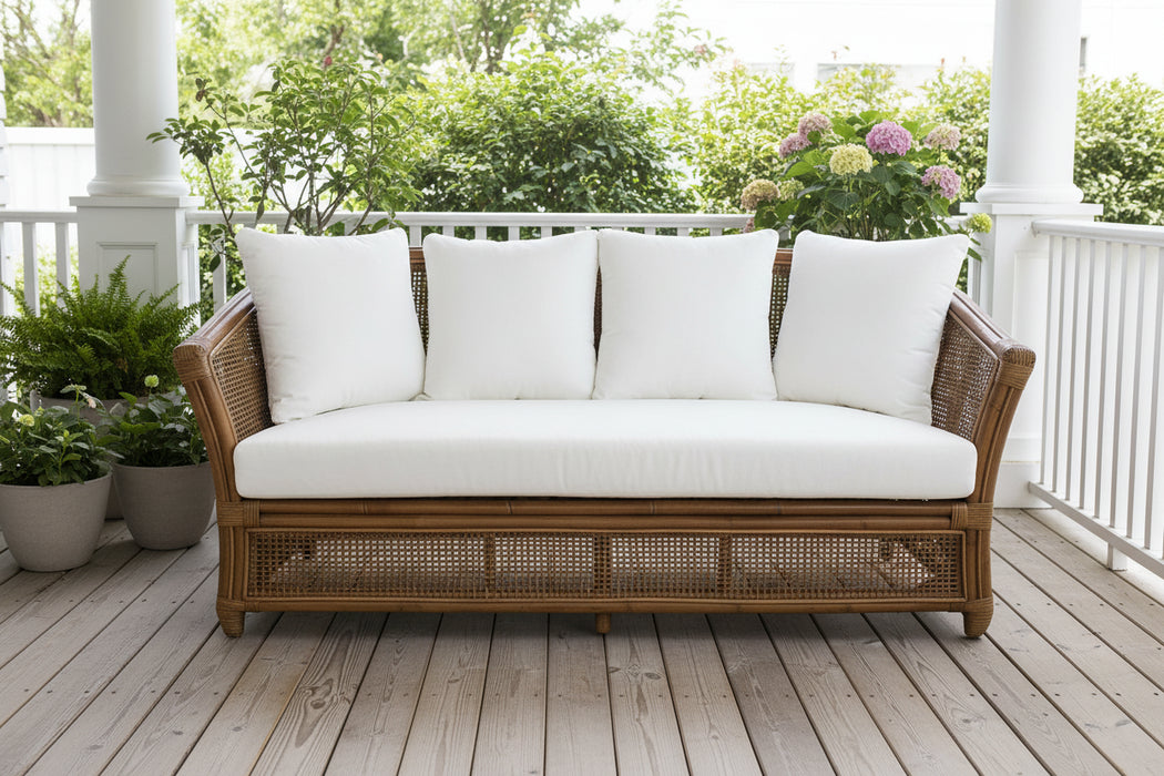 Cayman 2 Seater Rattan Sofa with Cream Cushions