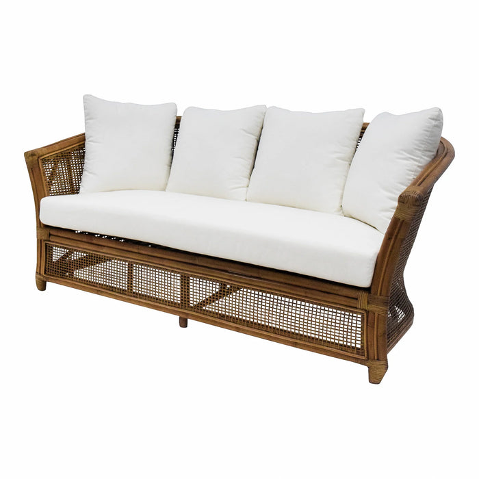 Cayman 2 Seater Rattan Sofa with Cream Cushions