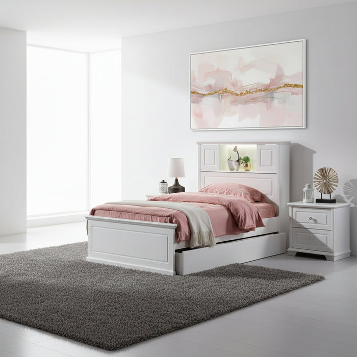 Davince King Single Bed White