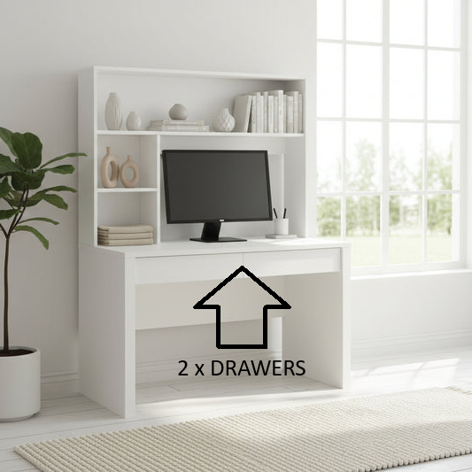 Ibazi Study Desk and Hutch, Oak - 120cm