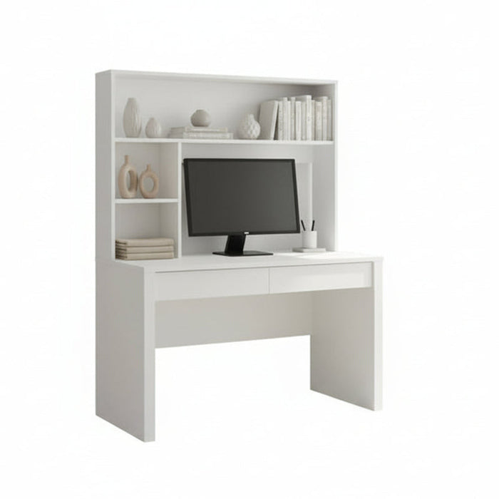 Ibazi Study Desk and Hutch Gloss White - 120cm